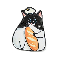 White Tuxedo Cat Chef Printed Alloy Lapel Pin Backs for Backpack Clothes, White, 31x24mm