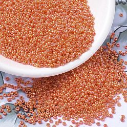 (RR474) Opaque Mandarin AB Миюки круглые бусины рокайль, японский бисер, (rr 474) непрозрачный мандарин ab, 11/0, 2x1.3 мм, Отверстие: 0.8 мм, о 1100 шт / бутылка, 10 г / бутылка