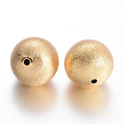 Golden Round Brass Textured Beads, Golden, 20mm, Hole: 2mm