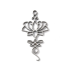 Нержавеющая Сталь Цвет 201 подвески из нержавеющей стали, медитация йога лотосные чары, лазерная резка, цвет нержавеющей стали, 24x12x1 мм, отверстие : 1.4 мм