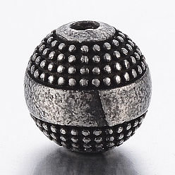 Gunmetal 316 Surgical Stainless Steel Beads, Round, Gunmetal, 10x9.5mm, Hole: 2mm