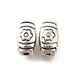 Античное Серебро Сплавочные овальные бусины тибетского стиля , без кадмия и без свинца, кубовидной с цветком, античное серебро, 9x5x5 мм, отверстие : 1.5 мм, Около 1100 шт / 1000 г