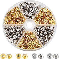 Mixed Color 2 Colors CCB Plastic Cabochons, Rivet Studs, with Crystal Rhinestone, Half Round, Mixed Color, 7.5x4.5mm, about 340pcs/box