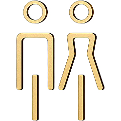 Gold Acrylic Bathroom Door Public Signs Set, Toilet Gender Signs, Men & Women & Letter, Gold, 120x98x4~4.5mm