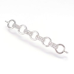 Платинированный Латунные микро проложить кубических ссылки циркония, Реальная платина, бар, 6.5x49x2 мм, отверстие : 1.5 мм