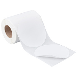 Белый Самоклеящиеся бумажные наклейки, круглые, клейкие этикетки на рулоне для вечеринки, рождественские каникулы декоративные подарки, белые, 100x0.2 мм