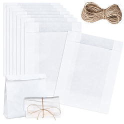 Белый 50 шт. прямоугольные бумажные пакеты для выпечки, с джутовым шнуром, белые, 14x11x0.02 см