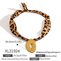 Oval 304 ожерелья-шарфы с подвесками из нержавеющей стали, золотые, овальные, 29.53 дюйм (75 см), Кулон : 56.4 мм