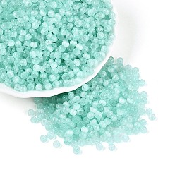 Бирюза Стеклянный бисер в стиле волочильного станка, круглые, имитация шарики глаза кота, круглое отверстие, бирюзовые, 4x3 мм, отверстие : 1.4~1.8 мм, Около 7500 шт / фунт