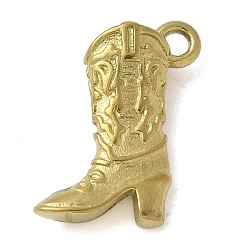 Настоящее золото 18K 304 подвески из нержавеющей стали, ковбойские сапоги амулеты, реальный 18 k позолоченный, 19x16x6 мм, отверстие : 2 мм