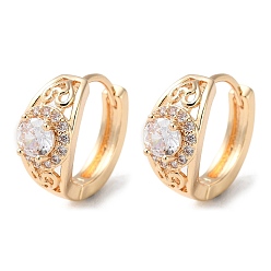 Light Gold Rack Plating Brass Micro Pave Cubic Zirconia Hoop Earrings, Flat Round & Heart, Light Gold, 15x7.5mm