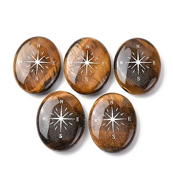 Тигровый глаз Овальные украшения из натурального тигрового глаза в виде компаса, фигурка для украшения дома, энергетический камень рейки для исцеления, 47.5~48.5x37.5~38.5x12~13 мм