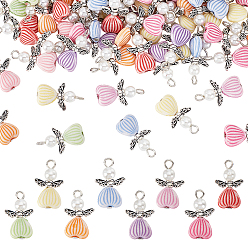 (52) Непрозрачная лаванда 100Подвески из акрилового сплава, ангел, с абс пластмассовой имитационной жемчужиной, разноцветные, 23.5x14x6 мм, отверстие : 2.3 мм