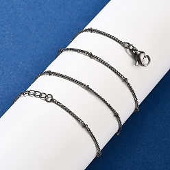 Черный Цвет Металла 2мм латунные спутниковые цепочки-ожерелья для женщин, с 304 из нержавеющей стали омара застежками, стойки покрытие, без свинца и без кадмия, долговечный, металлический черный , 17.56 дюйм (44.6 см)