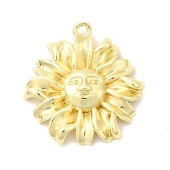 Золотой Латунные подвески, прелести подсолнуха, золотые, 24x23x4.5 мм, отверстие : 1.6 мм