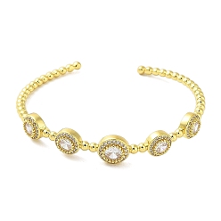 Настоящее золото 18K Браслеты-манжеты с прозрачным кубическим цирконием из латуни с микропаве, долговечный, без кадмия и без свинца, реальный 18 k позолоченный, внутренний диаметр: 2-3/8 дюйм (6.05 см)
