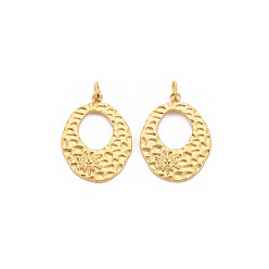 Real 14K Gold Plated Ion Plating(IP) 304 Stainless Steel Pendant Rhinestone Settings, with Jump Rings, Flat Round, Oval, Real 14K Gold Plated, Fit For 1.8mm Rhinestone, 25x18.5x2mm, Jump Ring: 5x1mm, 3mm inner diameter