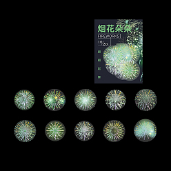 Lime Green 20Pcs 10 Patterns PVC Self Adhesive Firework Decorative Stickers, Waterproof Laser Firework Decals for Scrapbooking, Travel Diary Craft, Lime Green, 40mm, 2pcs/pattern