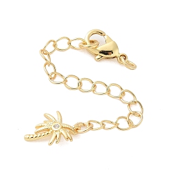 Дерево Удлинитель цепи из прозрачного кубического циркония из латуни с микропаве, с застежкой-карабином и подвесками, стойки покрытие, без кадмия и без свинца, долговечный, реальный 18 k позолоченный, кокосовая пальма, 66 мм