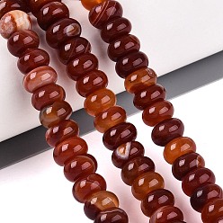 Brique Rouge Teints agate naturelle perles brins, rondelle lisse, firebrick, 10~10.5x5.5~6.5mm, Trou: 0.5~0.9mm, Environ 62~65 pcs/chapelet, 13.98~15.16 pouce (35.5~38.5 cm)