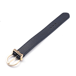 Dark Blue PU Leather Watch Bands, with Alloy Findings, Dark Blue, 10x1-1/2x1/2 inch(25.25x3.9x1.2cm)
