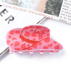 Красный Шляпа с рисунком коровы, пластиковые заколки для волос из ПВХ с когтями, аксессуары для волос для женщин и девочек, красные, 41x82x39 мм