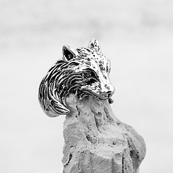 Волк Регулируемые кольца-манжеты из ретро-сплава для мужчин, волк, регулируемый