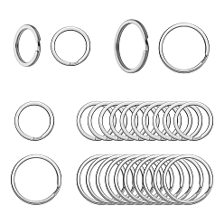 Stainless Steel Color 304 Stainless Steel Split Key Rings, Keychain Clasp Findings, Stainless Steel Color, 20~25x2mm, 100pcs/box