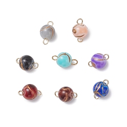 (52) Непрозрачная лаванда 8 шт. 8 цвета, окрашенные в технике выпекания, круглые подвески-соединители для волочильного станка, с 304 двойными петлями из нержавеющей стали, золотые, разноцветные, 13x8 мм, отверстие : 2 мм, 1 шт / цвет