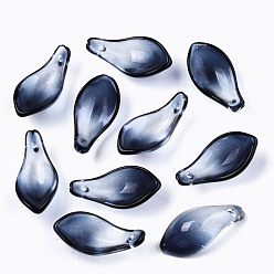 Прусский Синий Двухцветные стеклянные подвески, лепесток, берлинская лазурь, 22~23x11x6 мм, отверстие : 1.2 мм