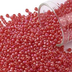 (165F) Matte Transparent AB Ruby Toho runde Rocailles, japanische Rocailles, (165 f) matt transparent ab rubinrot, 11/0, 2.2 mm, Bohrung: 0.8 mm, ca. 50000 Stk. / Pfund
