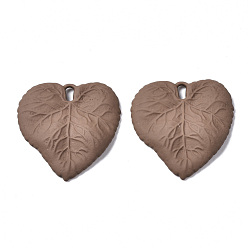 Saddle Brown Spray Painted Alloy Pendants, Cadmium Free & Lead Free, Leaf, Saddle Brown, 31x30x4mm, Hole: 2mm