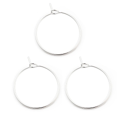 Серебро 316 хирургические брелоки для бокалов из нержавеющей стали, обручание серьги, DIY материал для баскетбола обруча серьги жены, серебряные, 35x30x0.7 мм, 21 датчик