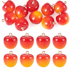 Красный 10пластиковые подвески, с золотистыми пластиковыми петлями ccb, черри прелести, красные, 23.5x20 мм, отверстие : 1.2 мм