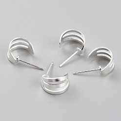 925 Sterling Silver Plated Long-Lasting Plated Brass Stud Earring Settings, 925 Sterling Silver Plated, 17.5mm, Pin: 0.7mm