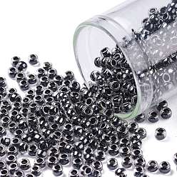 (344) Inside Color Crystal/Black TOHO Round Seed Beads, Japanese Seed Beads, (344) Inside Color Crystal/Black, 8/0, 3mm, Hole: 1mm, about 1110pcs/50g