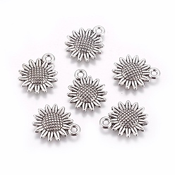 Античное Серебро Сплавочные подвески тибетского стиля, подсолнечник, античное серебро, 18.6x15x2.5 мм, отверстие : 1.8 мм