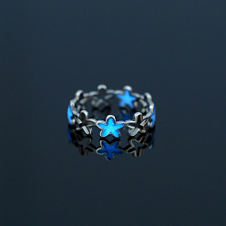 Нержавеющая Сталь Цвет Светящийся 304 кольцо в виде звезды из нержавеющей стали, светящиеся в темноте украшения для женщин, цвет нержавеющей стали, размер США 7 3/4 (17.9 мм)