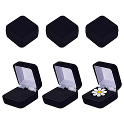 Черный Квадратные бархатные коробки для демонстрации значков, подарочный футляр для хранения ювелирных изделий, чёрные, 4.25x4.25x2.75 см