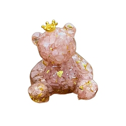 Розовый Кварц Корона из натурального розового кварца, украшения для медведя, фигурка из смолы для украшения дома, украшение для дома по фэн-шуй, 62x65x53 мм