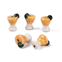 Vara de Oro Cuentas de porcelana hechas a mano, cuentas de cerámica pintadas a mano, copa de vino, famille porcelana rosa, vara de oro, 14.5~16x10~11x9.5~10 mm, agujero: 1.4~2 mm