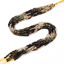 Смешанные камни Природных драгоценных камней смешанного бисер нитей, круглые бусины, граненые, 3~3.5x3 мм, отверстие : 0.5 мм, около 129~132 шт / нитка, 15.16''~15.55'' (38.5~39.5 см)