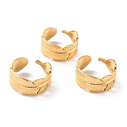 Золотой Ионное покрытие (ip) 304 перстни из нержавеющей стали, манжеты кольца, долговечный, лист, золотые, размер США 7 1/4 (17.5 мм), 1.5~9.5 мм