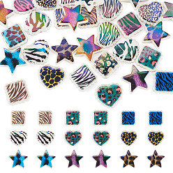 Mixed Shapes 30шт. 3 стили радужных переливающихся акриловых бусин с принтом, смешанный стиль, разнообразные, 19.5~22x22~23.5x6~8 мм, отверстие : 2.5~3 мм, 10 шт / стиль