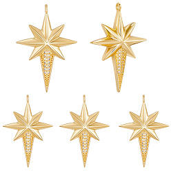 Прозрачный 10 кулоны из латуни с микрочастицами и кубическим цирконием., звезды прелести, реальный 18 k позолоченный, прозрачные, 31.5x22x4 мм, отверстие : 1.6 мм