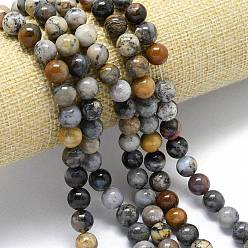 Природный Драгоценный Камень Натуральные дендритные опаловые бусины нити, круглые, 8.5~9 мм, отверстие : 0.9 мм, около 46 шт / нитка, 14.88''~15'' (37.8~38.1 см)
