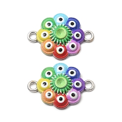 Платина 3d напечатанный сплав коннектор со стразами, красочный цветок от сглаза, платина, пригодный для стразов 2 мм, 16x22x4.5 мм, отверстие : 1.8 мм