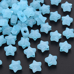 Светло-Голубой Имитации акриловых шариков желе, звезда, Небесно-голубой, 9x9.5x5.5 мм, отверстие : 2.5 мм, Около 2050 шт / 500 г