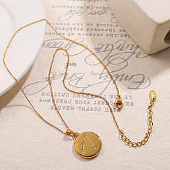 Телец 304 Подвеска-колье из нержавеющей стали с микропаве из прозрачного кубического циркония и изображением двенадцати созвездий, золотые, Телец, 16.54 дюйм (42 см)