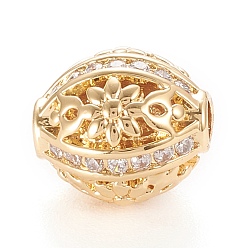 Настоящее золото 18K Латунные микропаве из прозрачного кубического циркония, долговечный, лошадиный глаз , реальный 18 k позолоченный, 10x9 мм, отверстие : 2.5 мм